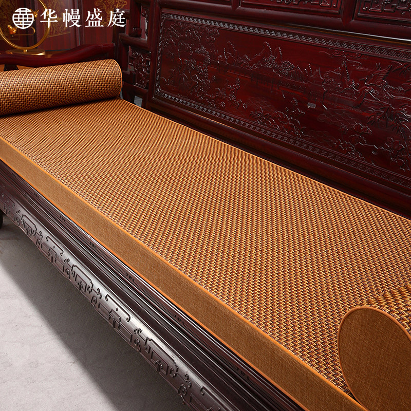 中式沙发坐垫套罩夏天藤席垫子夏季红木家俱沙发垫罗汉床座垫定制