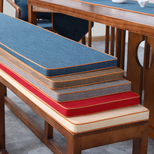 实木长凳垫椅子坐垫新中式红木茶桌椅垫棉麻长条板凳垫子座垫定制