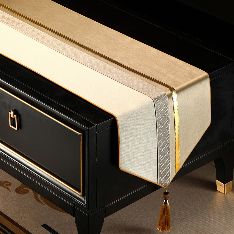 桌旗轻奢高端新中式茶几垫布茶台布长条餐桌布电视柜装饰布茶桌布