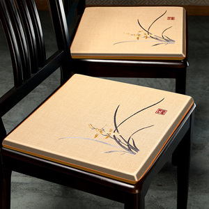 新中式餐椅垫坐垫高档家用红木椅子垫子防滑棉麻实木凳子座垫定制