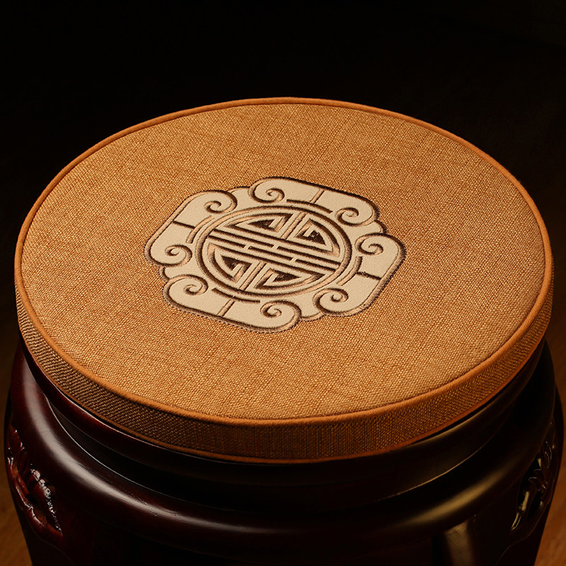 中式红木坐椅圆形坐垫实木小圆垫鼓凳藤椅餐椅垫防滑圆凳坐垫定制