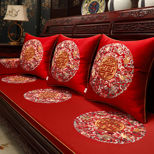 速发中国风红木沙发坐垫中式红绵垫套海色加厚实木坐发沙垫可拆洗