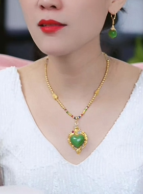 新款大气绿色爱心女吊坠