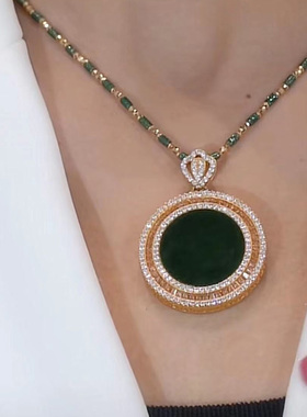 满钻吊坠项链防过敏竹节链子