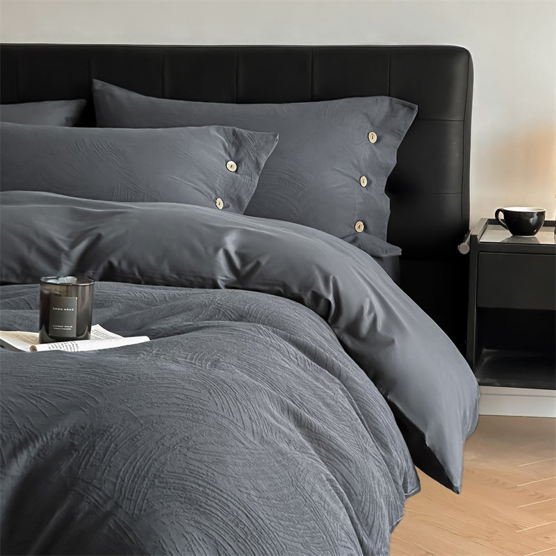 高端长绒棉双层纱提花四件套100%纯棉美拉德黑色全棉被套床单床品,床上用品,床品套件/四件套/多件套,淘宝优惠券,粉丝福利购,淘宝优惠卷