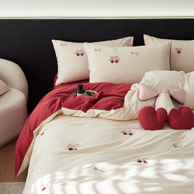 小清新少女心纯棉加厚磨毛四件套