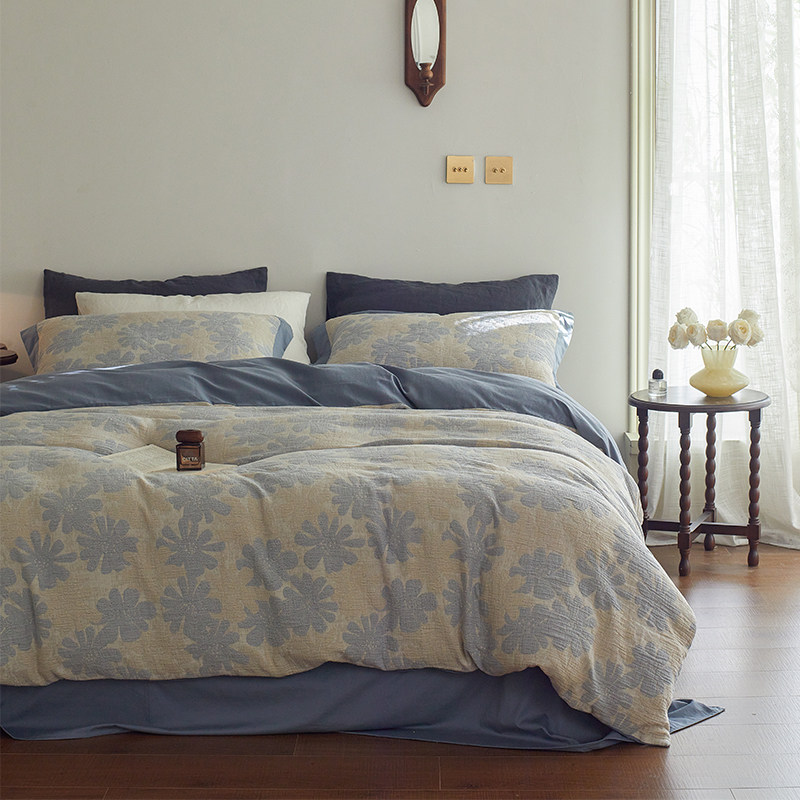 A类双层纱四件套100纯棉全棉2026新款床单被套裸睡复古高级感床品,床上用品,床品套件/四件套/多件套,淘宝优惠券,粉丝福利购,淘宝优惠卷