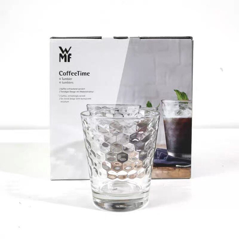 德国设计/WMF北欧创意透明玻璃杯菱纹家用水杯简约欧式4件套装
