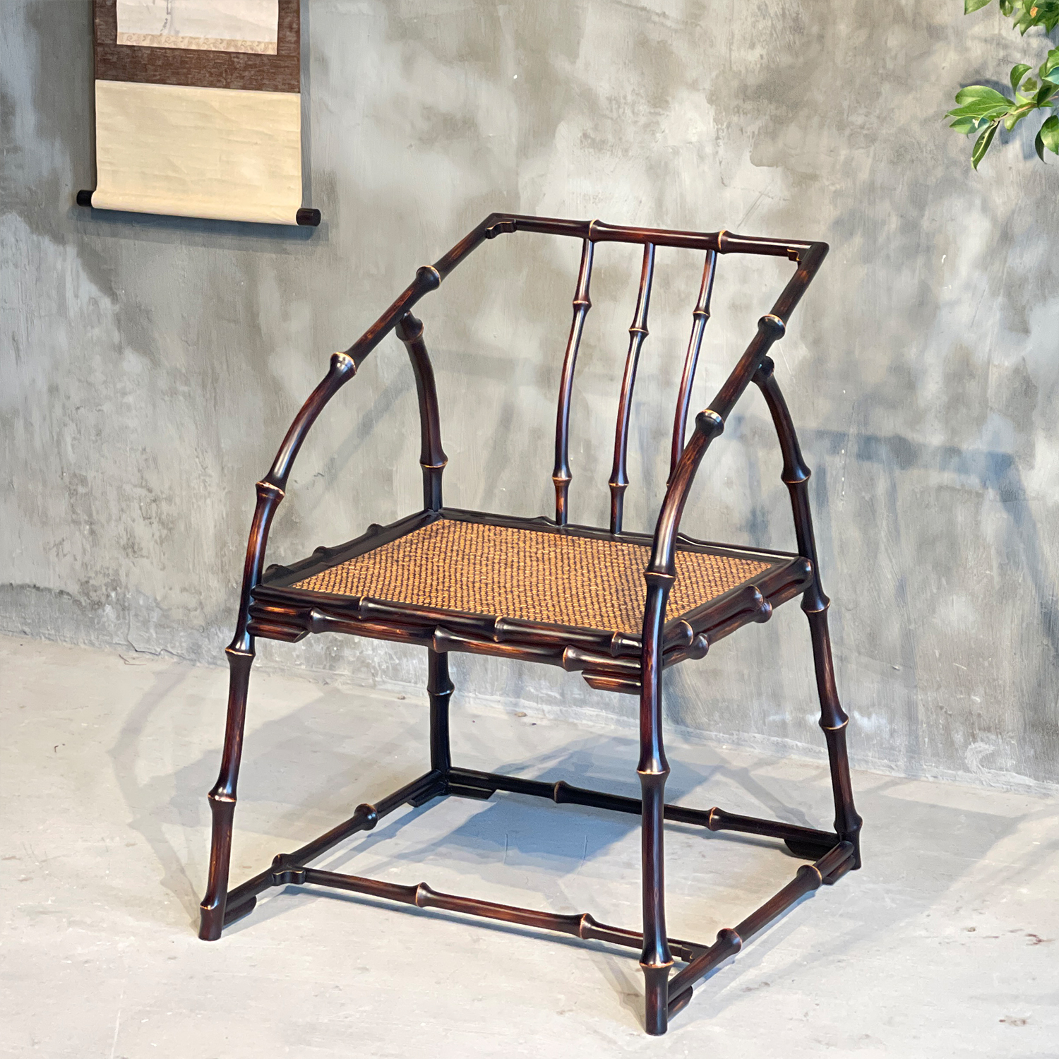 明式围椅(筇竹)竹老表手工圆竹仿古扶手椅主泡椅茶室椅靠背椅