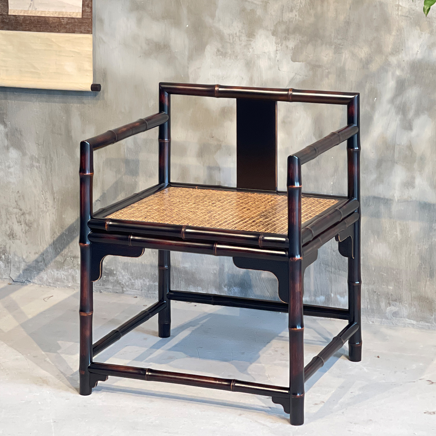 个宋禅椅(红竹)竹老表手工圆竹仿古宋式围椅中式茶室扶手靠背椅