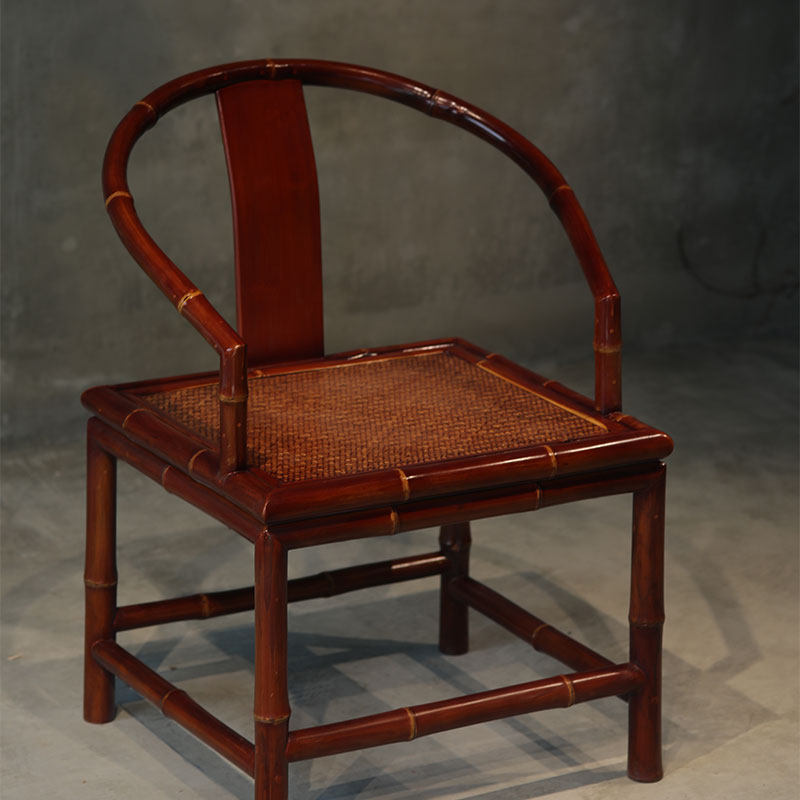 明式圈椅手工实竹木原竹红竹围椅中式仿古休闲椅古典做旧靠背椅