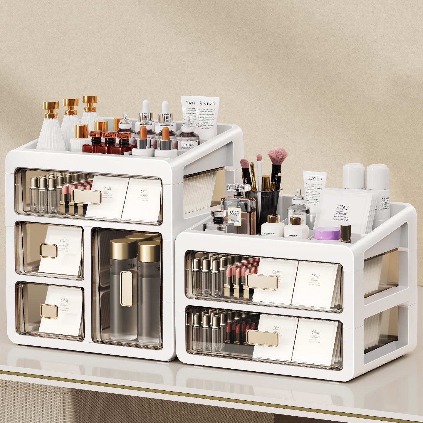 大容量透明桌面防尘护肤品高级