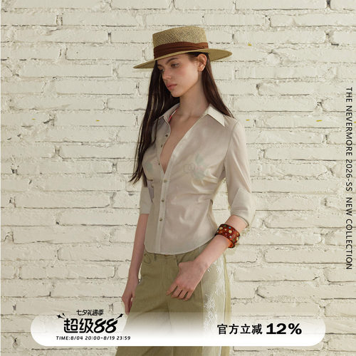 微透复古衬衫女收腰显瘦长袖衬衣