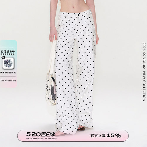 复古波点辣妹显瘦V腰牛仔裤