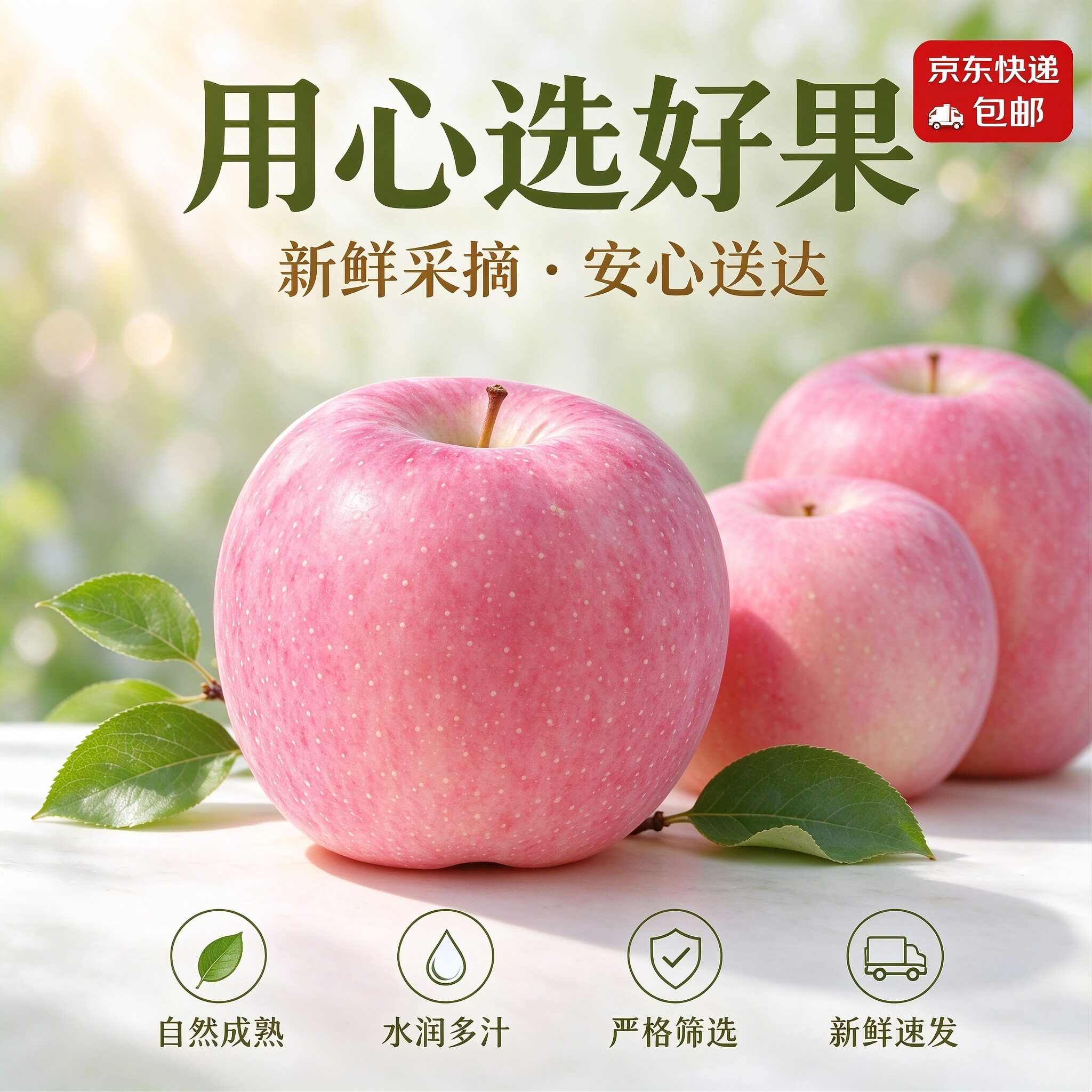 陕西陇州红富士苹果脆甜多汁