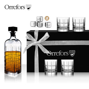 Orrefors瑞典進(jìn)口手工水晶STREET威士忌杯醒酒器套裝 酒吧洋酒杯