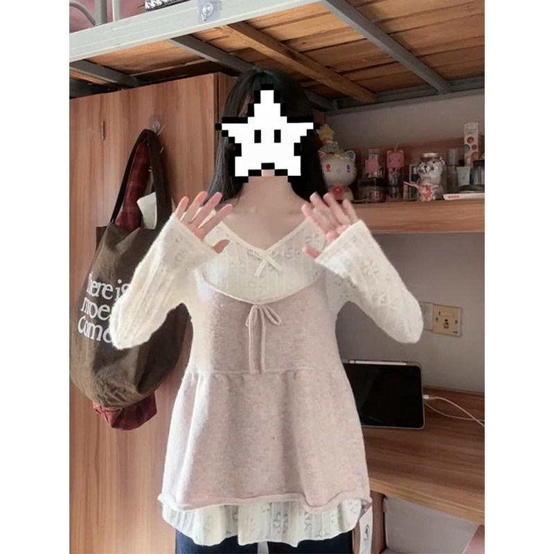 小众学院风甜妹少女氛围感两件套装粉色蝴蝶结马甲+内搭V领衬衫,女装/女士精品,时尚套装,淘宝优惠券,粉丝福利购,淘宝优惠卷