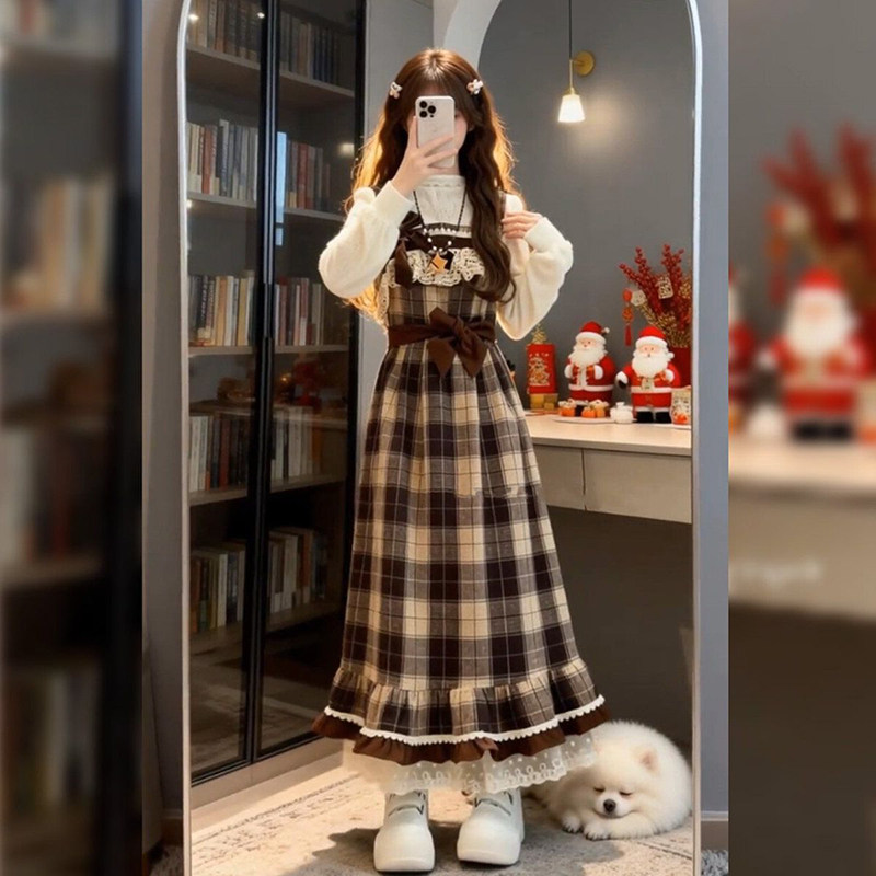 2026百搭春季休闲气质吊带格纹连衣裙上衣两件套女装韩系时尚套装,女装/女士精品,时尚套装,淘宝优惠券,粉丝福利购,淘宝优惠卷