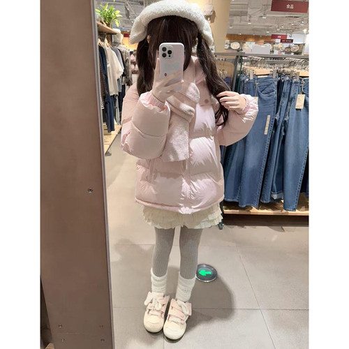 2025粉色软妹日系遮肉显瘦棉服外套女设计感小个子保暖防寒面包服 - 封面