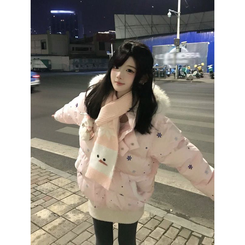 小众漂亮学院风魔术贴连帽棉服外套女学生氛围感保暖棉衣雪人围巾,女装/女士精品,棉衣/棉服,淘宝优惠券,粉丝福利购,淘宝优惠卷