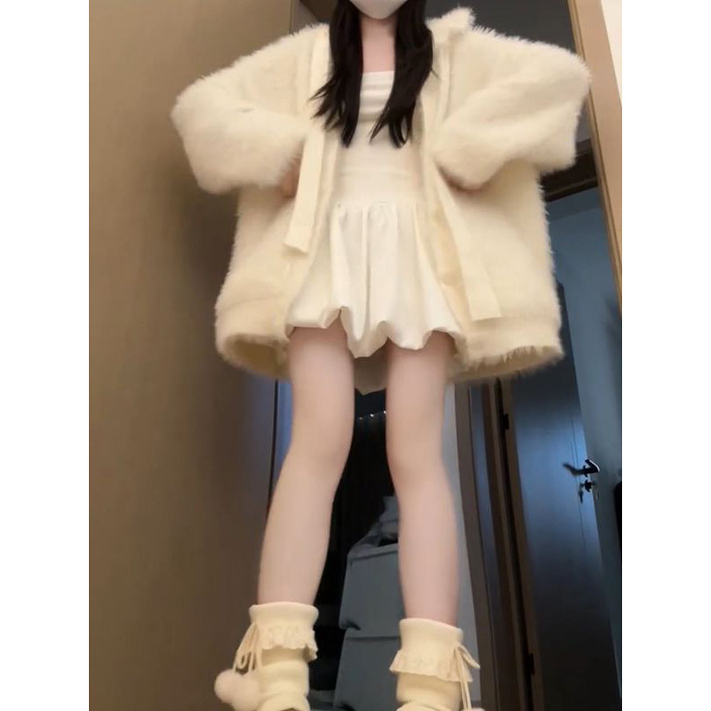 秋冬宽松慵懒加厚针织衫外套