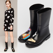 女时尚 轻便水鞋 款 防滑防水胶鞋 外穿成人雨靴中筒贴花套鞋 云钻雨鞋