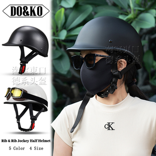 日式复古巡航摩托车半盔机车头盔男女适用于骑行复古瓢盔碳纤维