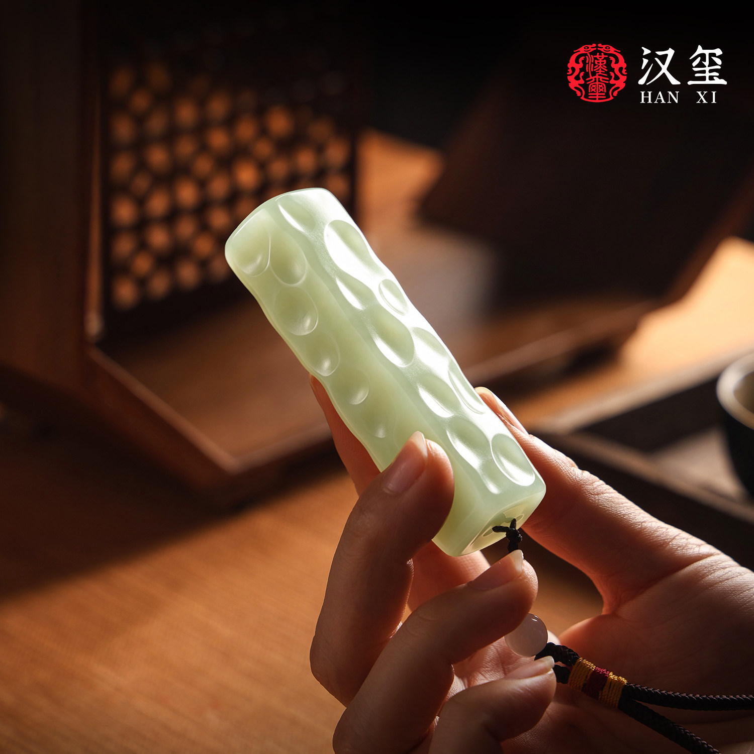 汉玺《锤纹》玉石手把件文玩客厅桌面摆件家居装饰送男友生日礼物