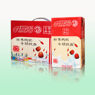超值250ML*16晨光牛奶红枣枸杞奶学生早餐奶整箱全脂甜奶礼盒送礼