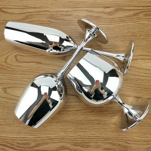 水晶玻璃红酒杯电镀银色白兰地杯葡萄酒杯欧式高脚杯高颜值香槟杯