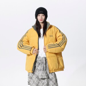 MANRE SHOW 冬季条纹棉服外套加厚棉衣