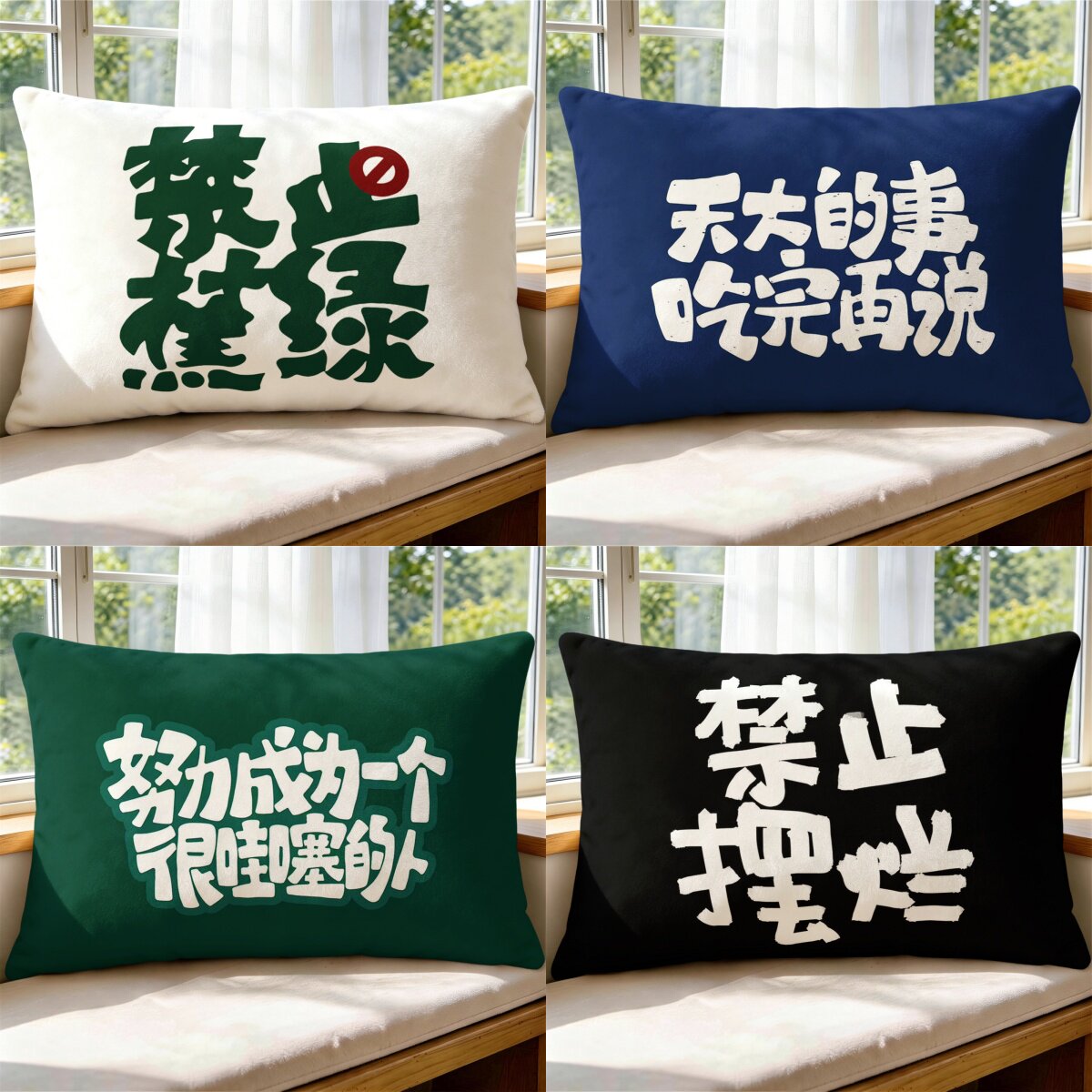 励志文字抱枕双面趣味枕套车用客厅沙发靠枕卧室床上靠垫定制枕头