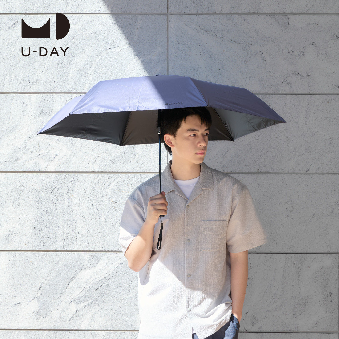 because UDAY 日本自动伞UPF50+防晒阳伞晴雨两用三折伞商务纯色