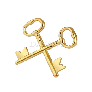 交叉金色钥匙徽章定制做西服装领徽标优秀员工销售激励胸针配饰品