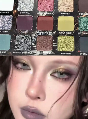 烟熏灰绿紫！眼影盘爆闪珠光亮晶晶哑光蓝绿紫色高级感欧美暗黑系