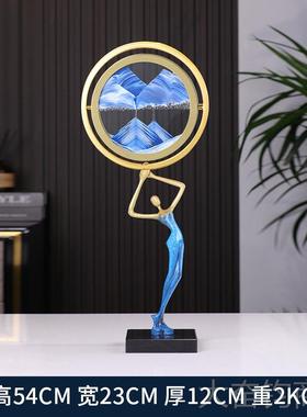 正品3D流体沙画摆厅件高级感小办公室艺术众玄关立装饰品客家居工