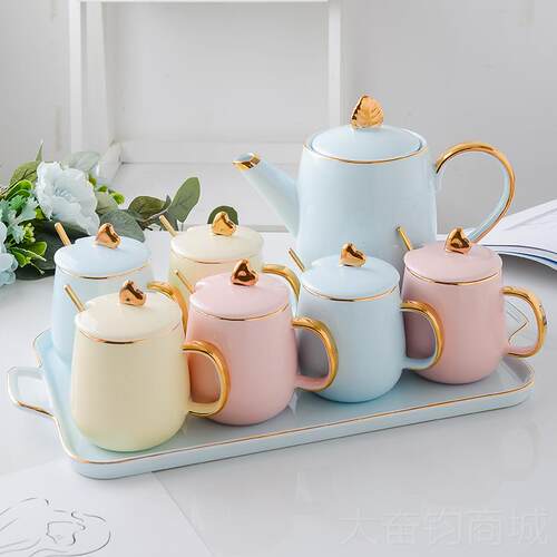 正品陶瓷茶壶茶杯水具水北欧杯套奢装欧式杯子轻风茶具家用客厅杯