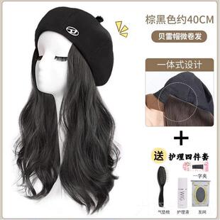 帽子假发一体女款秋冬03款贝2雷帽长卷发新假发仿真发2全头假
