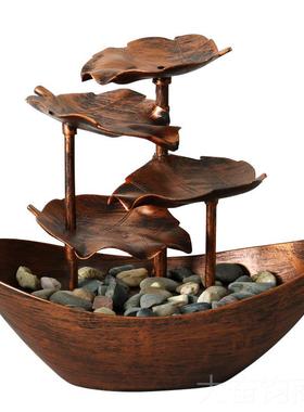 正品屏创意桌面荷叶元宝流水摆喷泉件客厅D风玄关家居装饰LE 氛围