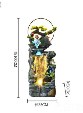 正品中式业假山循环流水喷泉缸客落地招财风水厅轮摆件公司开鱼送