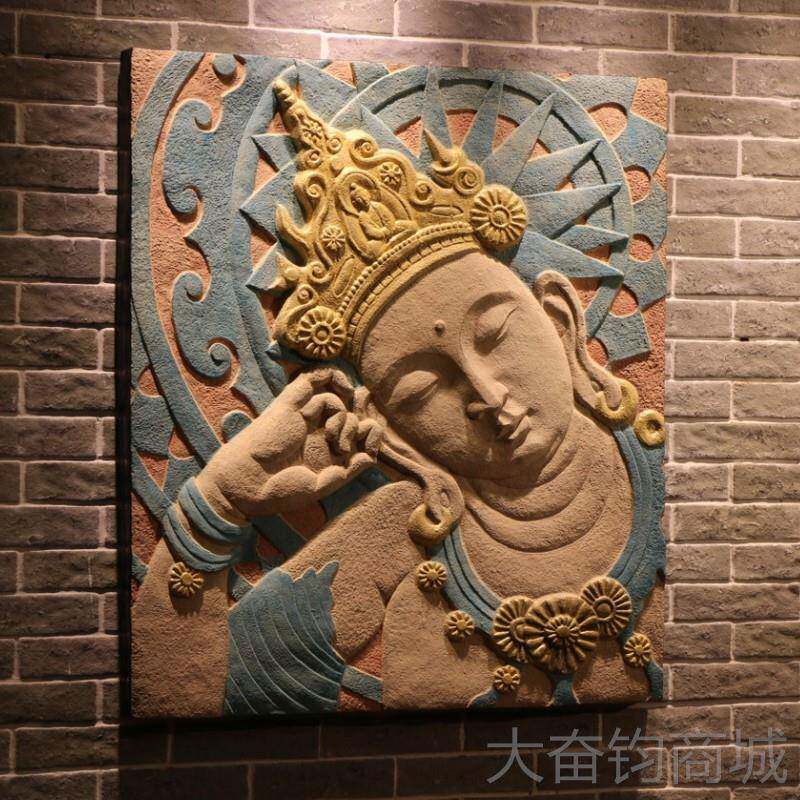 正品南亚佛像浮雕壁饰墙饰仿古工东品玄关挂件壁艺画饰 悠然壁自