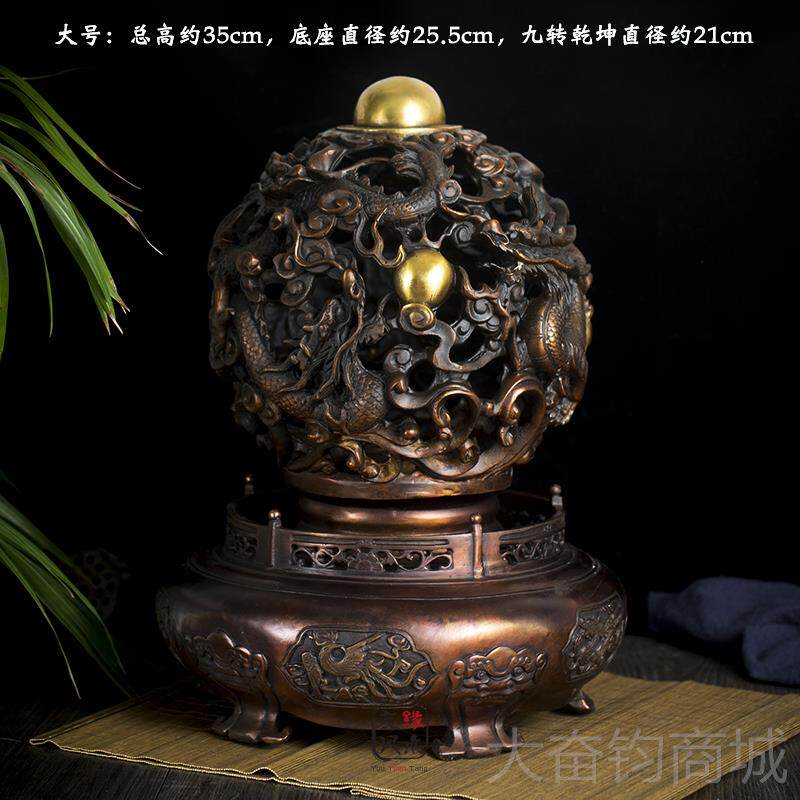 正品祥狮黄鼎摆件九转坤青品龙鼎客厅办公室玄铜关家居装乾饰开业