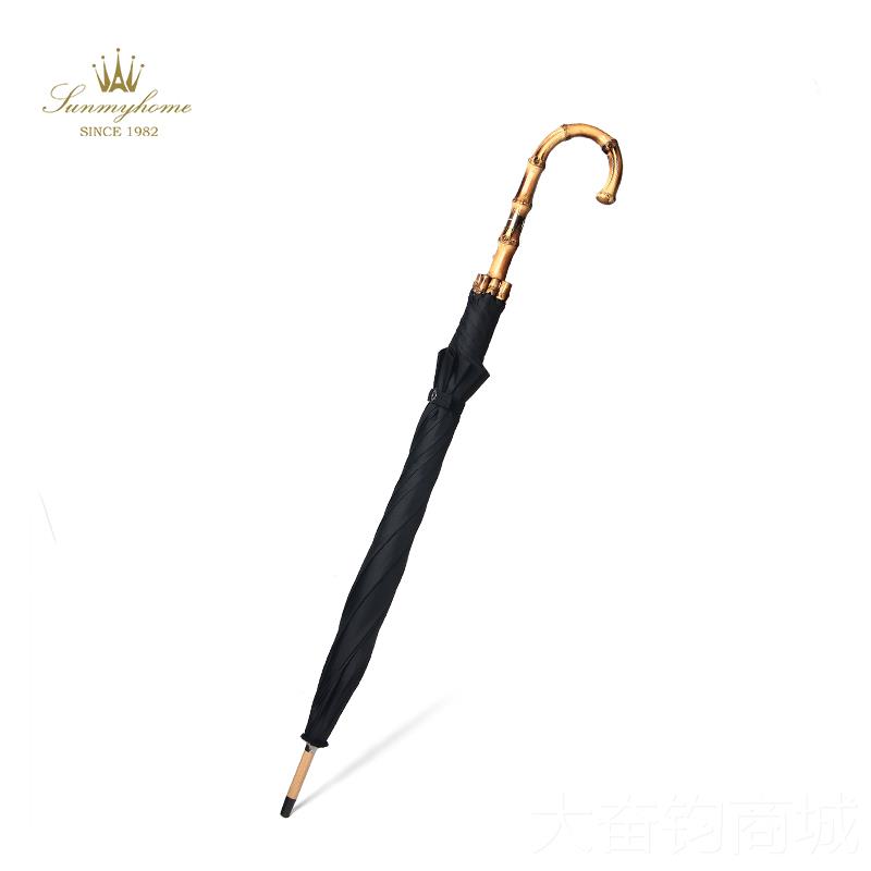 正品SUNM女Y节HOME?手工马六甲藤竹伞长柄竹纯雨伞男商务伞复古晴