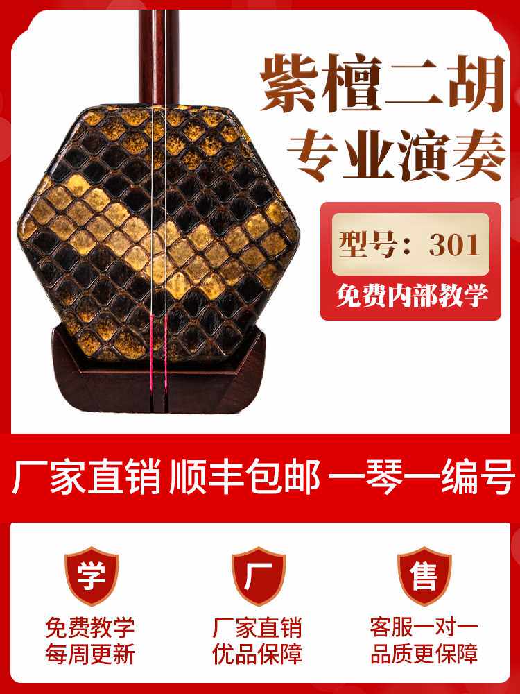 新汉韵二胡乐器初学者小叶紫檀专业考级演奏胡琴苏州厂家直销