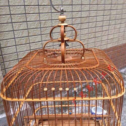 正品清远金青笼思相鸟花绣笼眼竹石燕鸟方形雕老笼广笼小鸟笼竹子