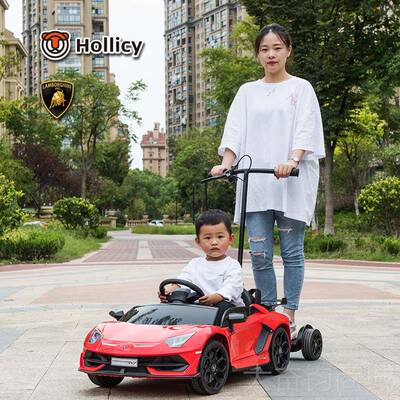 正品兰博基动尼童电车四控轮汽车遥玩具车可坐人小孩带摇摆宝儿宝