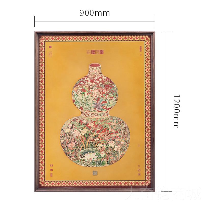 正品福禄临门中式入新户玄关装饰画发背景框墙挂沙画实木艺术手工图片