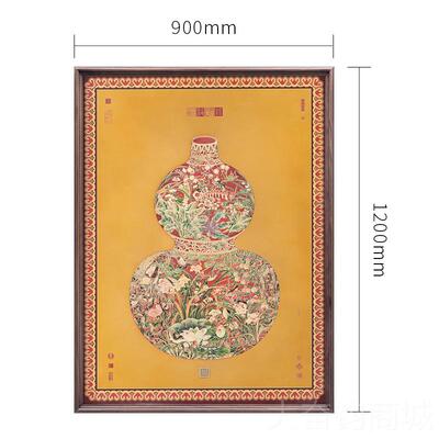 正品福禄临门中式入新户玄关装饰画发背景框墙挂沙画实木艺术手工