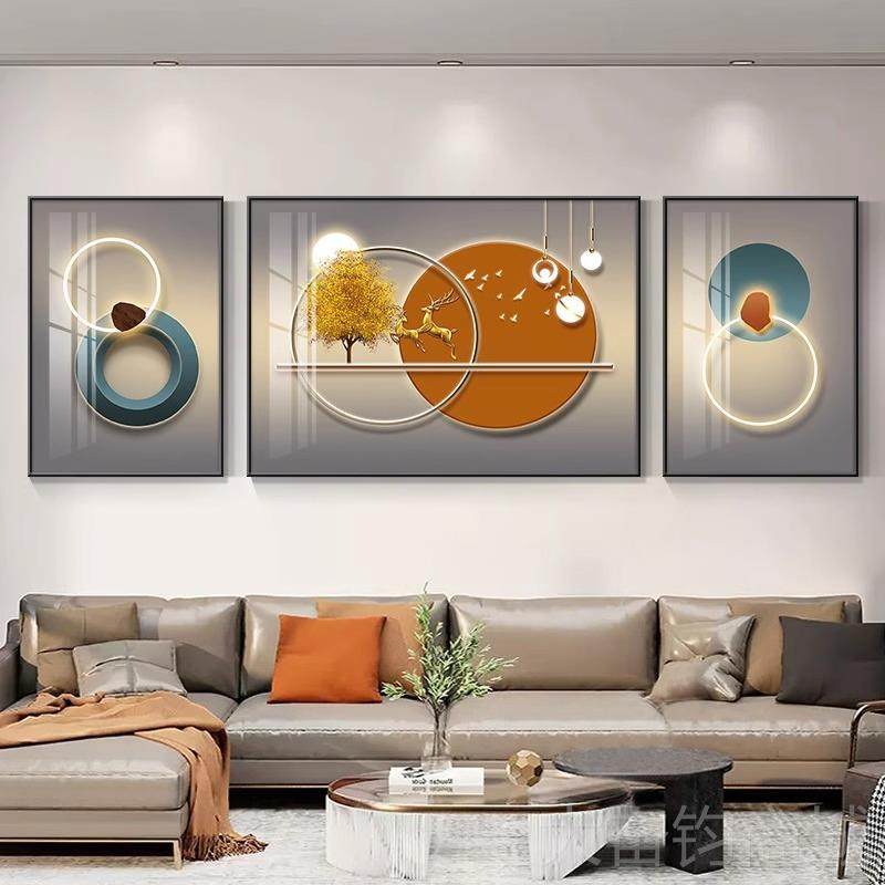 正品轻奢风客厅3装饰画沙发背连景墙挂画三联大画气现代简约壁画,家居饰品,现代装饰画,淘宝优惠券,粉丝福利购,淘宝优惠卷