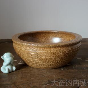 景德镇龟陶粗陶鱼缸大瓷号金养鱼花盆粗陶缸客厅大号乌缸小鱼 正品